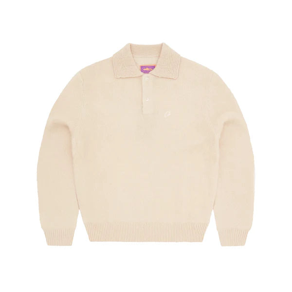 Corteiz Mohair Fuzzy Collar Sweater Cream