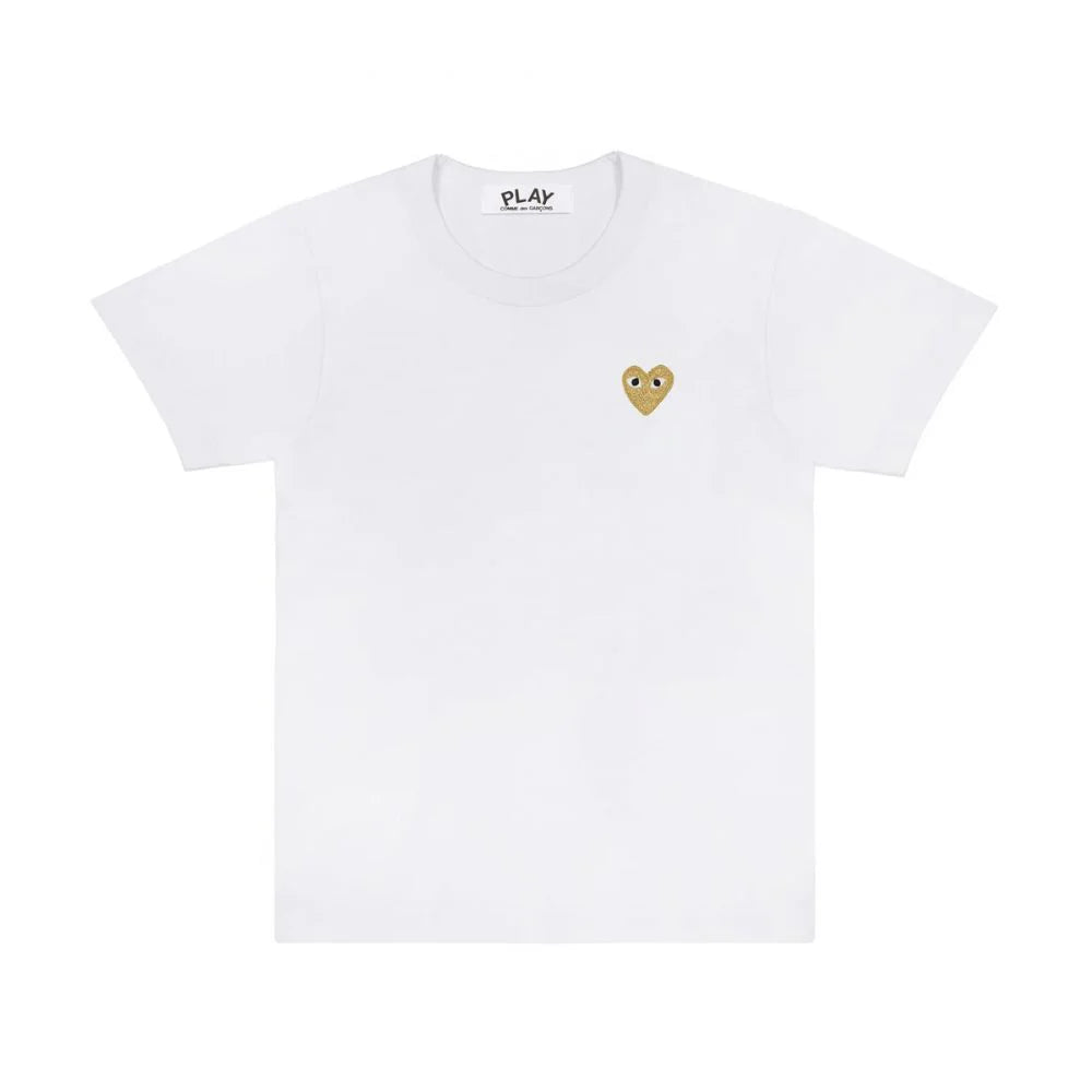 Comme des Garçons Play T-Shirt Gold Heart Emblem White