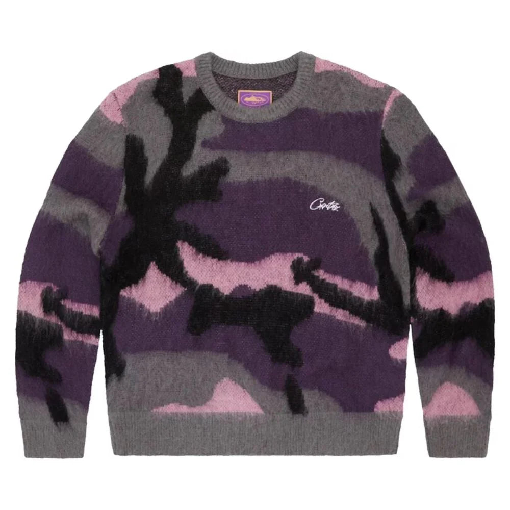Corteiz Mohair Knit Sweater Sakura Camo