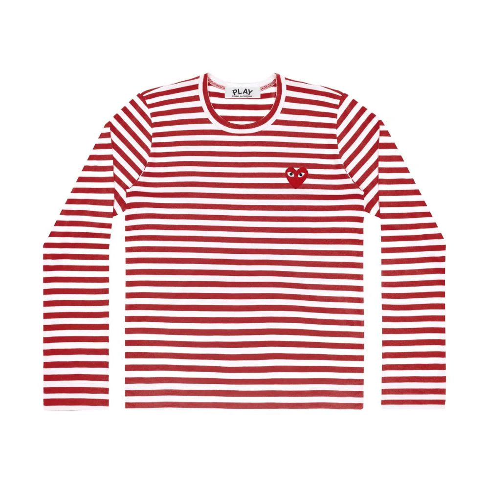 Comme des Garçons Play Striped Longsleeve Red Heart Emblem Red