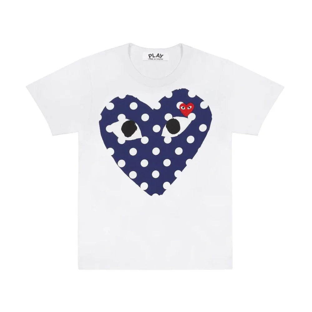 Comme des Garçons Play Blue Polka Dot Heart T-Shirt