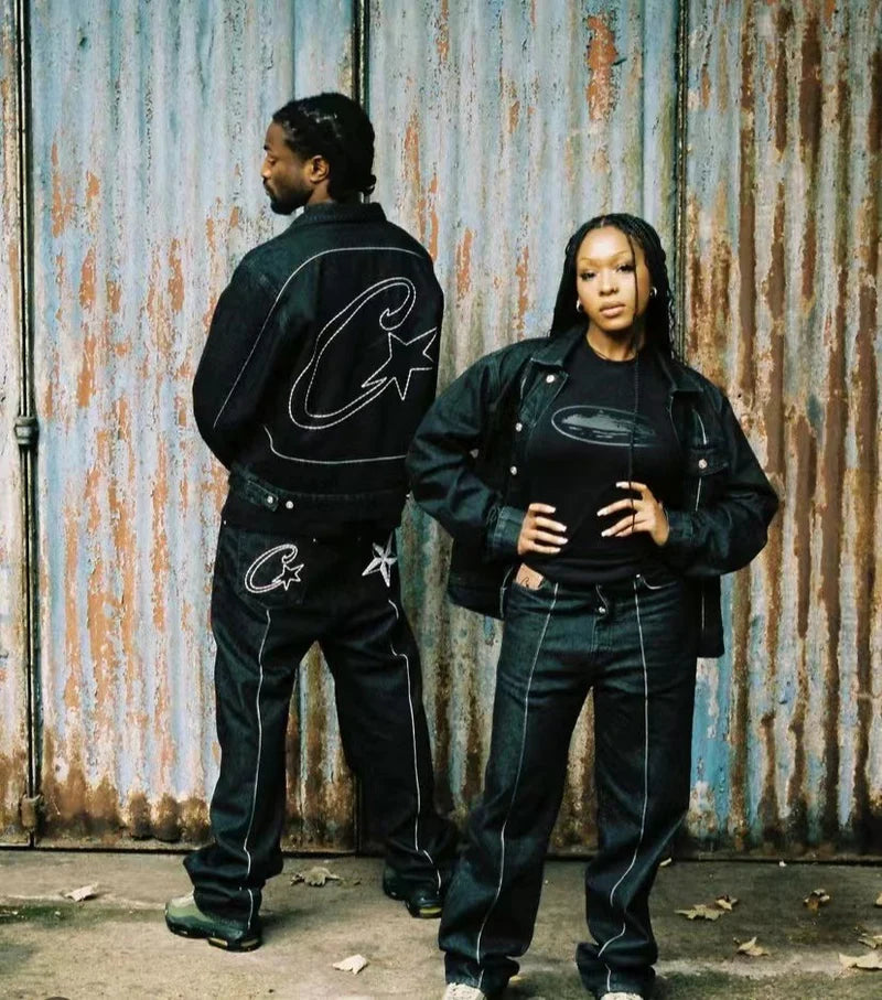 Corteiz C-Star Denim Trucker Jacket Black